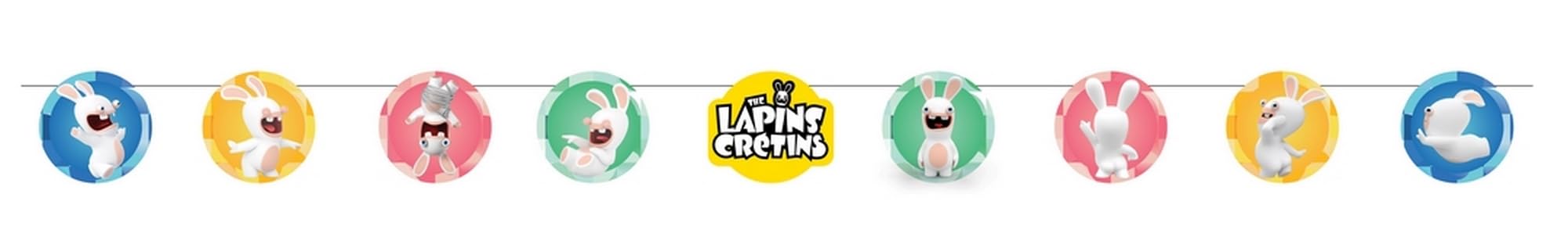 P'TIT CLOWN - 23338 - Girlanda Rabbids - 3,6 m - Idealna na urodziny dla dzieci - Oficjalna licencja