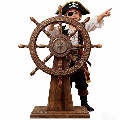 NYMICL Ship Wheel Pirate Ship Decor Classic Walnut