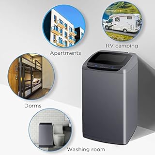 COMFEE' Portable Washing Machine, 1.0 Cu.Ft (IEC) Compact Washer with LED Display, Fully Automatic Wash Cycles, 2 Built-in Rollers, Space Saving, Ideal Laundry, Magnetic Gray, Large (CV10DPGBL0RC0)