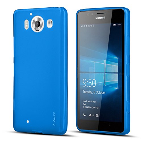 J&D Case Compatible for Lumia 950 Case, [Drop Protection] [Slim Cushion] Shock Resistant Protective TPU Slim Case for Lumia 950 Bumper Case - Blue