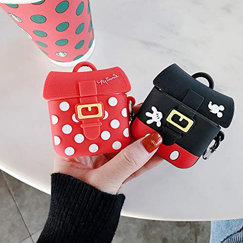 Case For Airpods 1/2 Cute Soft Silicone, Cartoon 3D Fun Animal Pattern Cover For Girls Kids Teens Character Design Airpod Funny Fashion Kawaii Cases For Air Pods Boy Mouse School Bag Black #TOP4