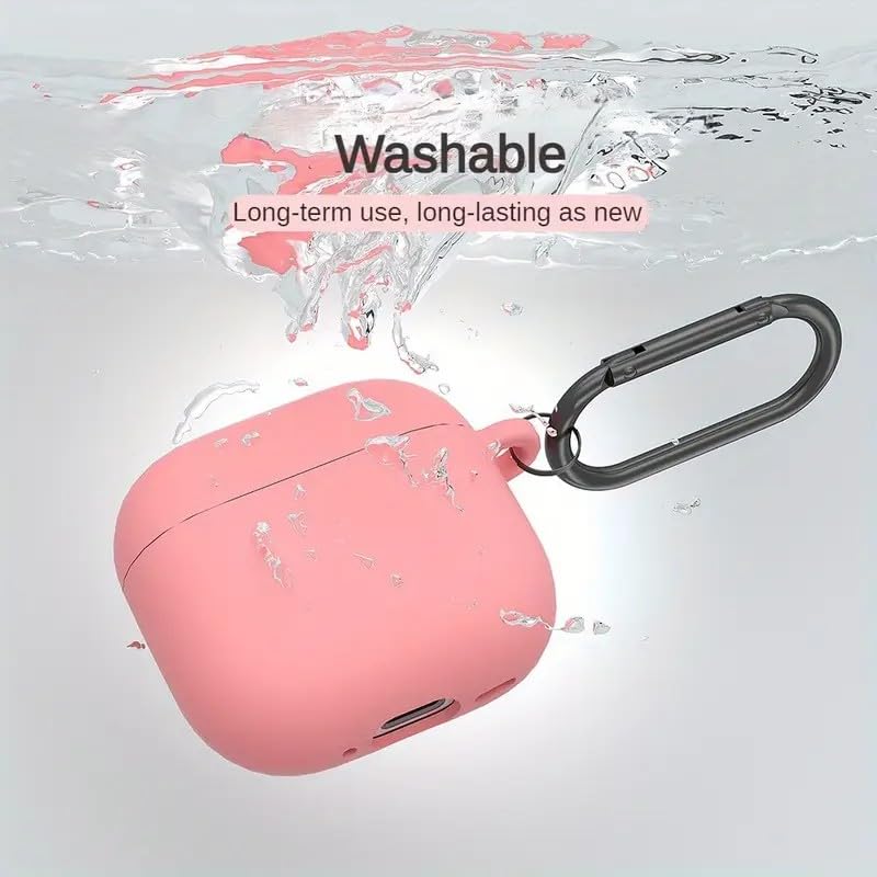 Image of Airpods 4 Cover Silicone Case (2024) Active Noise Cancellation (ANC) with Keychain Protective Case (Peach)