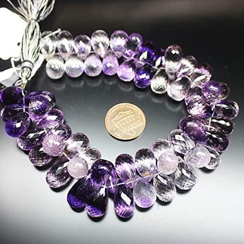 Améthyste bicolore briolette facettée en goutte pour création de bijoux DIY