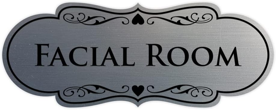 Designer Facial Room Sign - Beauty Salon Signage - Easy to Install (Brushed Silver) - Small 1 Pack