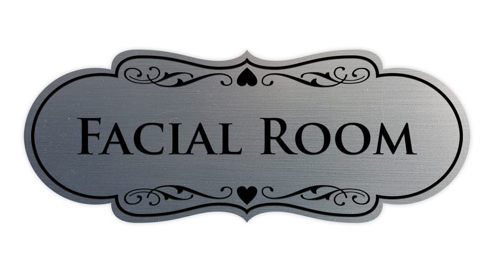 Designer Facial Room Sign - Beauty Salon Signage - Easy to Install (Brushed Silver) - Small 1 Pack