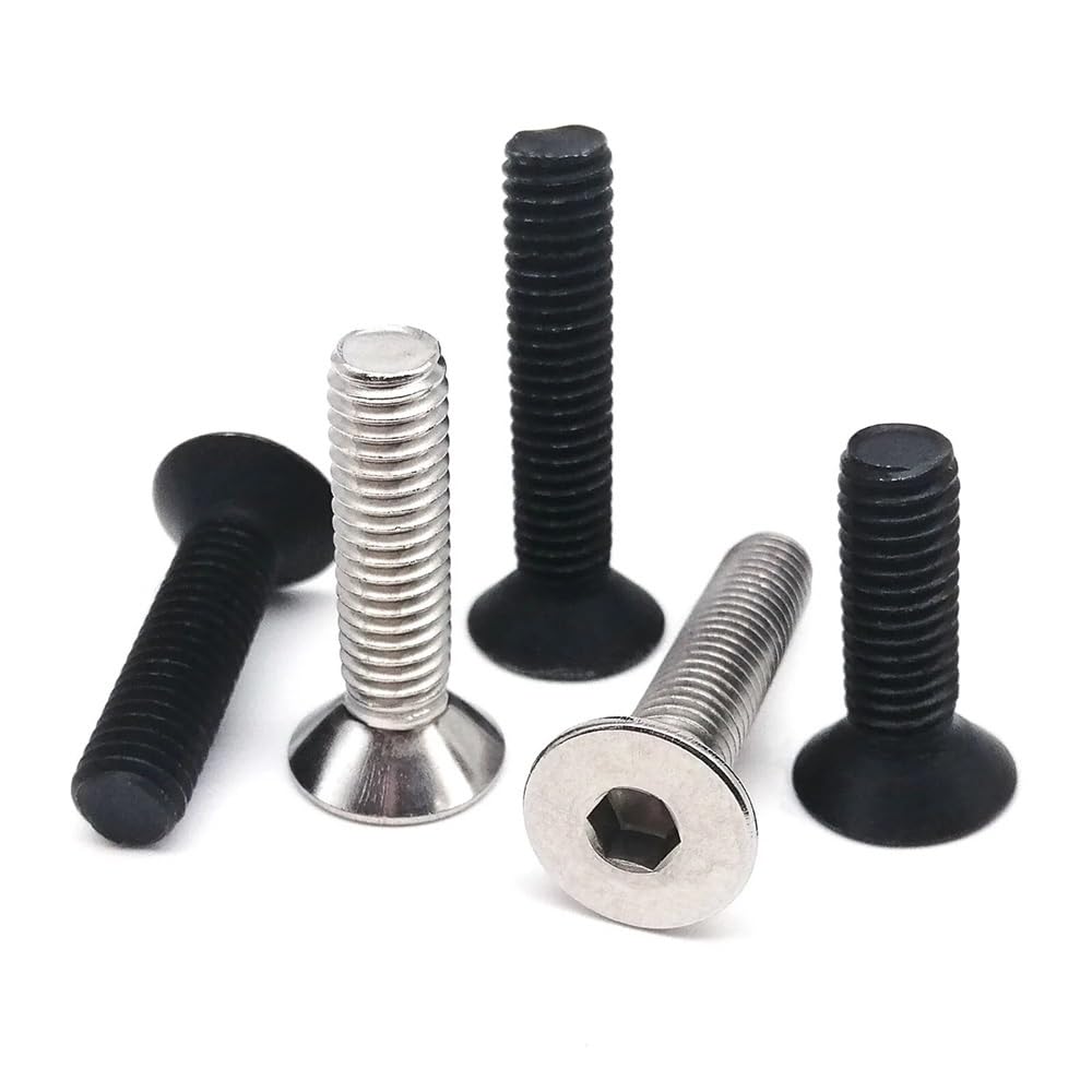 M2 M2.5 M3 M4 M5 M6 M8 Sechskant-Innensechskantschraube mit flachem Senkkopf, Inbusschraube, 304 A2 Edelstahl, schwarzer Stahl der Güteklasse 10.9(Stainless Steel,10pcs M8x35mm)