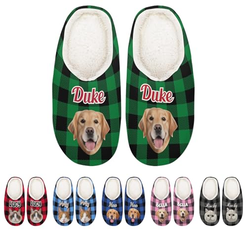 HUTARIO Custom Slippers Photo & Text for Dog Cat Mom Dad, Personalized Photo House Slippers for Women Man, Unique Gift for Pet Owners
