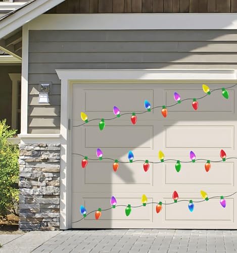 Image of 150PCS Christmas Car Refrigerator Decorations - 70 Reflective Bulb Light Shaped Magnets 80 Magnetic Wires Ornaments Set Xmas Holiday Cute Decor