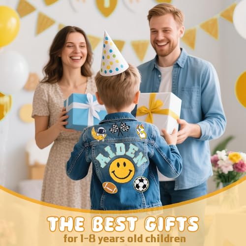 Personalized Kids Denim Jacket with Names, Custom 1-8 Years Old Girls Boys Patch Jean Jackets, Toddler Denim Jacket Spring & Fall Clothes Cute Jackets, Back to School Outfits Birthday Christmas Gifts4