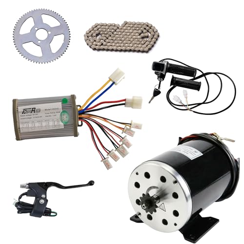 Kemblawolf 36V 800W MY1020 Brushed Motor Kit with LCD Throttle, Controller, Brake Lever, 25H Chain & Sprocket | 2800RPM, for E-Bikes, Scooters, Go-Karts, Dune Buggies, Tricycles, Bicycles