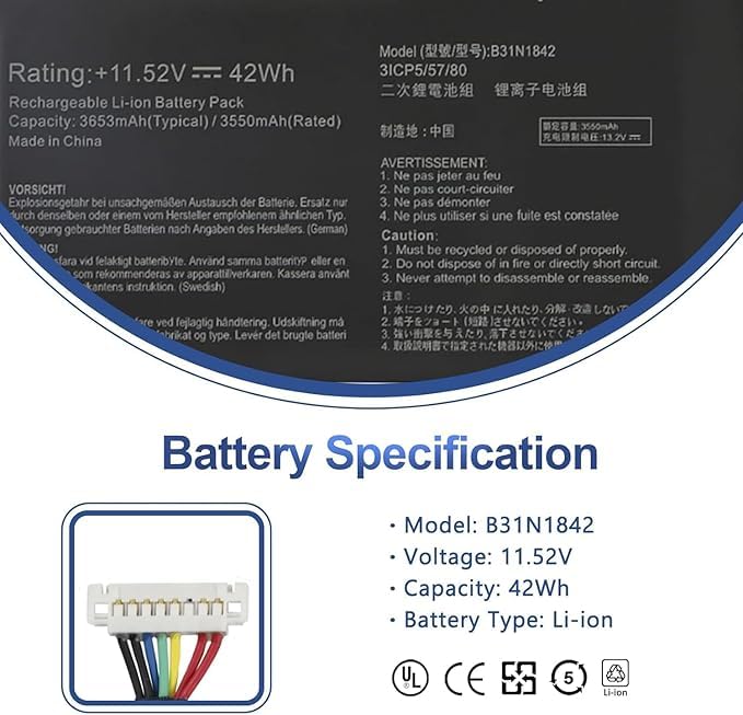 Image of B31N1842 Laptop Battery for Compatible Asus Vivobook S15 K513EA K513EQ X513EQ X513EP X513EA Series Laptop 0B200-03440000 0B200034 400000 B31BmE1 Laptop Battery