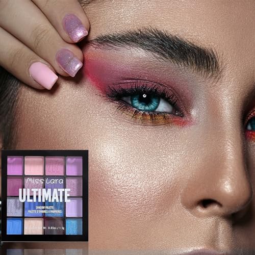 Xumann Purple Blue Eyeshadow Palette, 16Color Long Lasting Waterproof Eye Shadow Pallets for Women Make up - Image 6