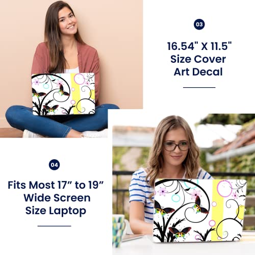 Image of LSS 17 17.3 Inches Laptop Notebook Skin Sticker with 2 Wrist Pads - Reusable Cover Protector Vinyl Sticker Cover Decal Fits 17 inch - 19 inch HP Asus Acer Samsung - Butterfly Escape Floral