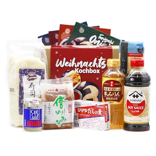 Weihnachts Geschenkbox Japan – 8-tlg. Starter Kochbox + 5 Rezeptideen für die kalte Jahreszeit | einfach japanisch kochen | Gourmet Geschenkidee gefüllt mit Feinkost aus Japan