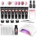 Produktbild Polygel Starter Set, MYSWEETY 15ml 8 Farben Gelnägel Starterset UV Rosa Nagelverlängerungs selber gel für Anfänger French Kit, mit 36W Lampe, Base Coat, Top Coat, Gelnägel Tips