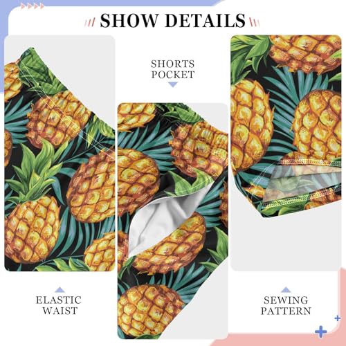 Pineapple Palm Leaf Boys Long Pants Soft Trousers Elastic Waist Kids Lounge Bottoms with Pockets S-XL4