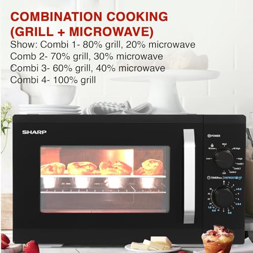 Image of SHARP 25L Bake+Grill Microwave Oven, JAPAN TECHNOLOGY, Auto Menus, Ceramic Coating, Jog-Dial, Quick Start, Model No. R625KNK, Color: Black (2023 Model)