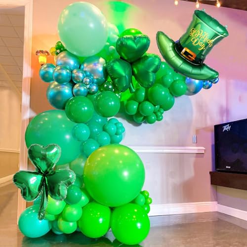 Image of St. Patrick's Day Balloons Set, 9PCS Lucky Shamrock Green Hat Mylar Foil Balloons for St Patrick's Day Birthday Baby Shower Wedding Irish Themed Party Decoration Supplies