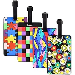 Lugar Para Meter Maletas Vesaneae 4 Etiquetas para Equipaje, Identificador Maletas Viaje, Bolso ID Tag, Etiquetas de Silicona, Etiquetas para Equipaje PVC, Etiquetas de Identificación de Maleta, Colore Múltiples Etiqueta (A)