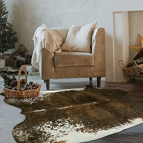 BENRON Tappeto in finta pelle di vacchetta, piccolo, tappeto per ingresso, cucina, corridoio, decorazione per la casa occidentale, antiscivolo, con pelli irregolari di animali e pelli, verde oliva