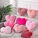 Beeveer 9 Pcs Pink Series Heart Pillow Faux Rabbit Fur Fluffy Heart Throw Pillows Cute Decorative Soft Throw Cushion for Women Couch Bed Sofa Chair Home