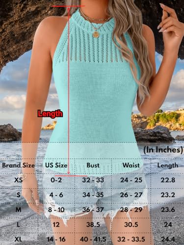 Image of ChiaoLezhee Women's Summer Knit Tank Tops, Racerback High Neck Lightweight Sweater Vest, Dressy Casual Outfits