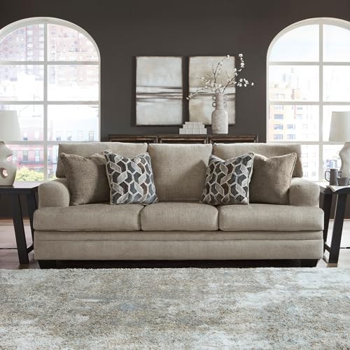 Signature Design by Ashley Stonemeade Casual Sofa with 4 Toss Pillows, Light Brown - Image 3