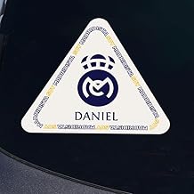 Wanapix | Pegatinas Personalizadas para el Coche | Madridista con Nombre | Resistente a la Intemperie | Forma Triangular 15x13cm | Merengue