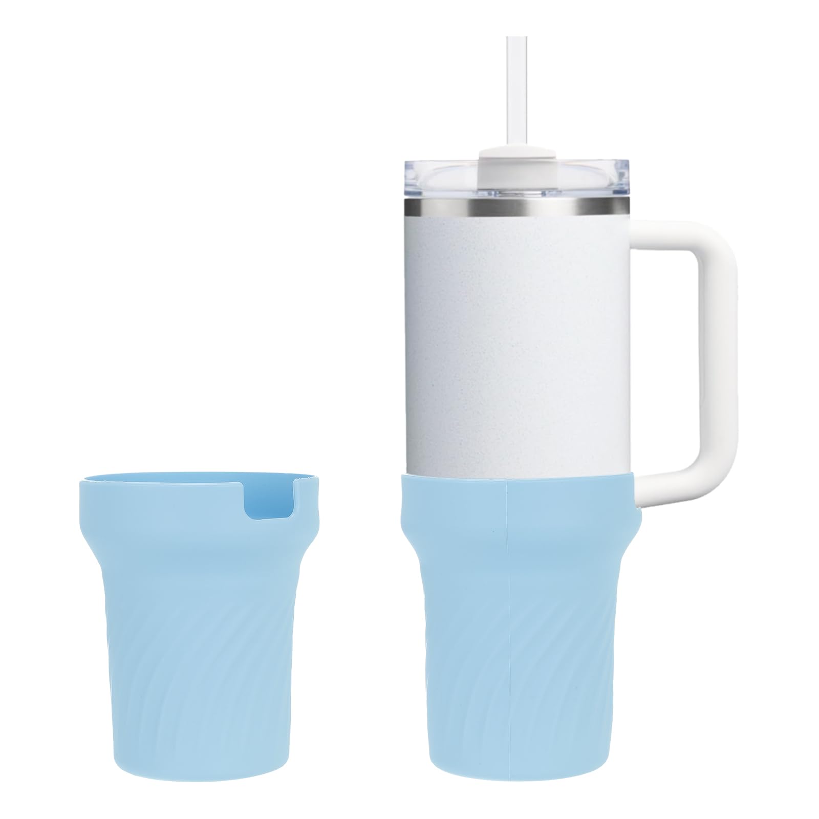 sourcing map Silicone Bottle Boots, Anti-Slip Bottom Protective Sleeve Covers Avoid Noise for 40oz Tumbler Water Bottles Accessories, Sky Blue