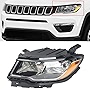 KARPAL Front Left Driver LH Side Headlamp Halogen Headlight Assembly Compatible With 2017-2021 Jeep Compass 55112707AE CH2502295 DOT Certification