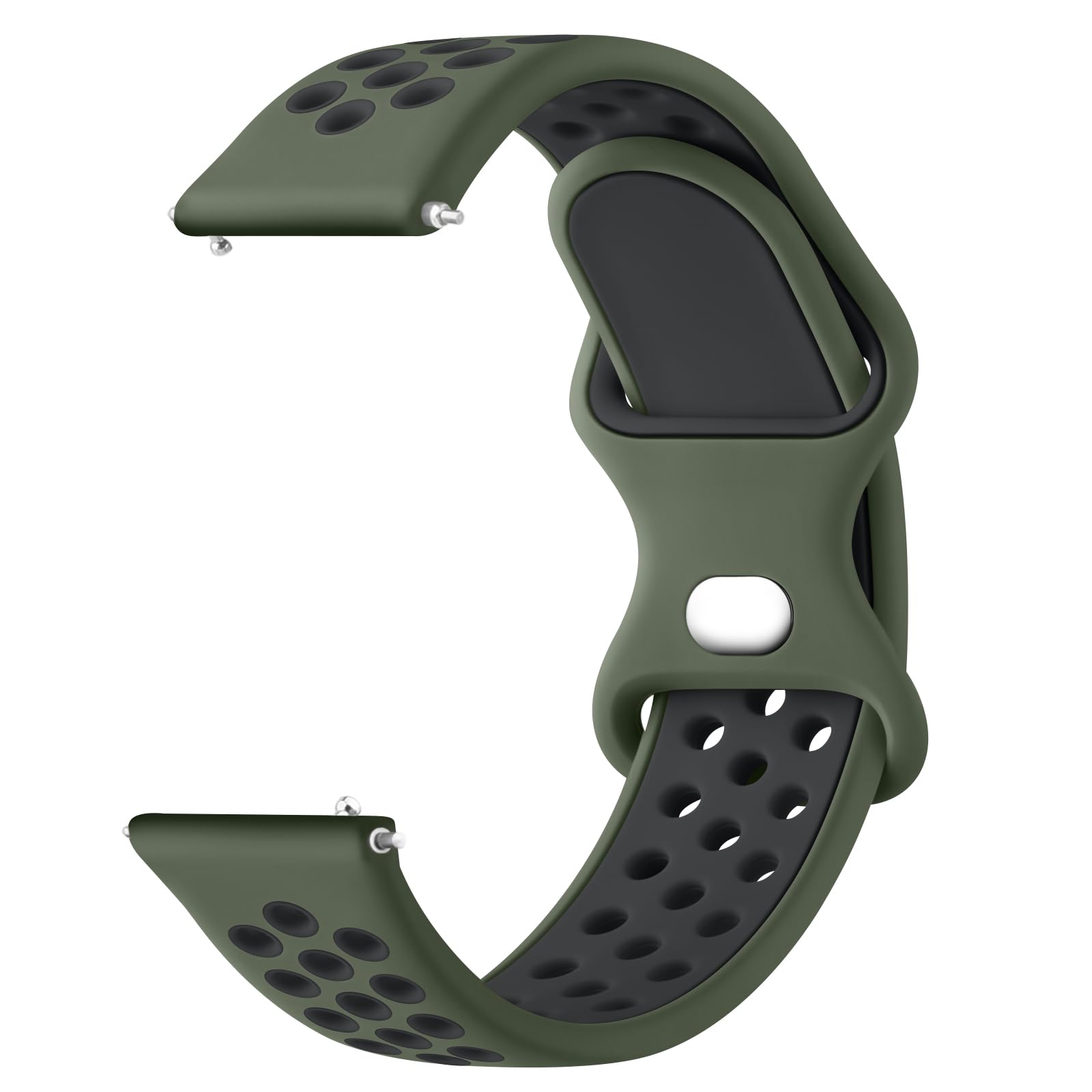 Double Colour Strap for Garmin Forefunner 55/245 /645 Watch Band, 20mm Adjustable Soft Silicone Replacement Strap for Forerunner 55/245/645 Music(Dark green/Black)