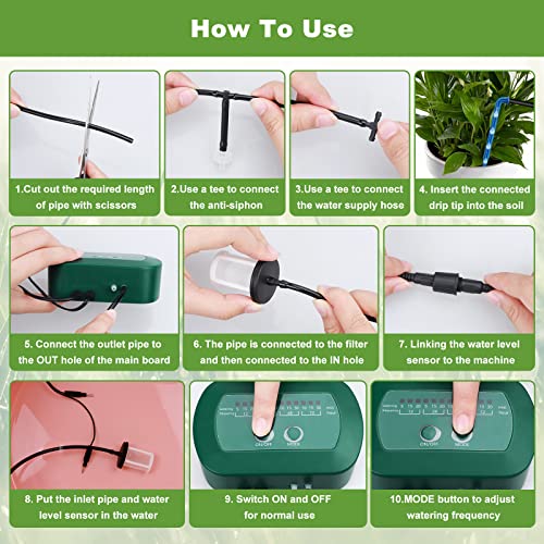 Solar Bewässerungssystem 2024 Neuestes Tröpfchenbewässerung system, Automatische Bewässerungssystem Garten mit 12 Timer-Modi +15 M Schlauch für Garten, Balkon Pflanzen, Kübelpflanzen im Freien – Bild 6