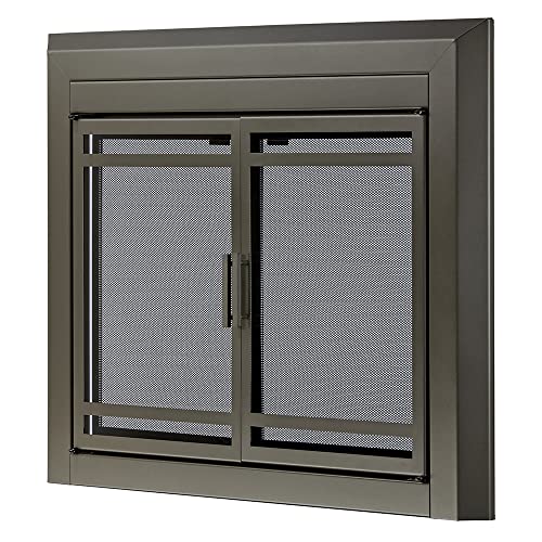 Image of UniFlame Kendall, Cabinet-Style Fireplace Doors, Gunmetal, Size: Small
