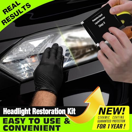 XPERTCHEMY Scheinwerfer Aufbereitung Set - Scheinwerfer Polierset Kit Entfernung Schwerer Gelbwärbung, Trübung und Flecken, Die Helligkeit der Scheinwerfer wiederherstellen, Headlight Repair Kit