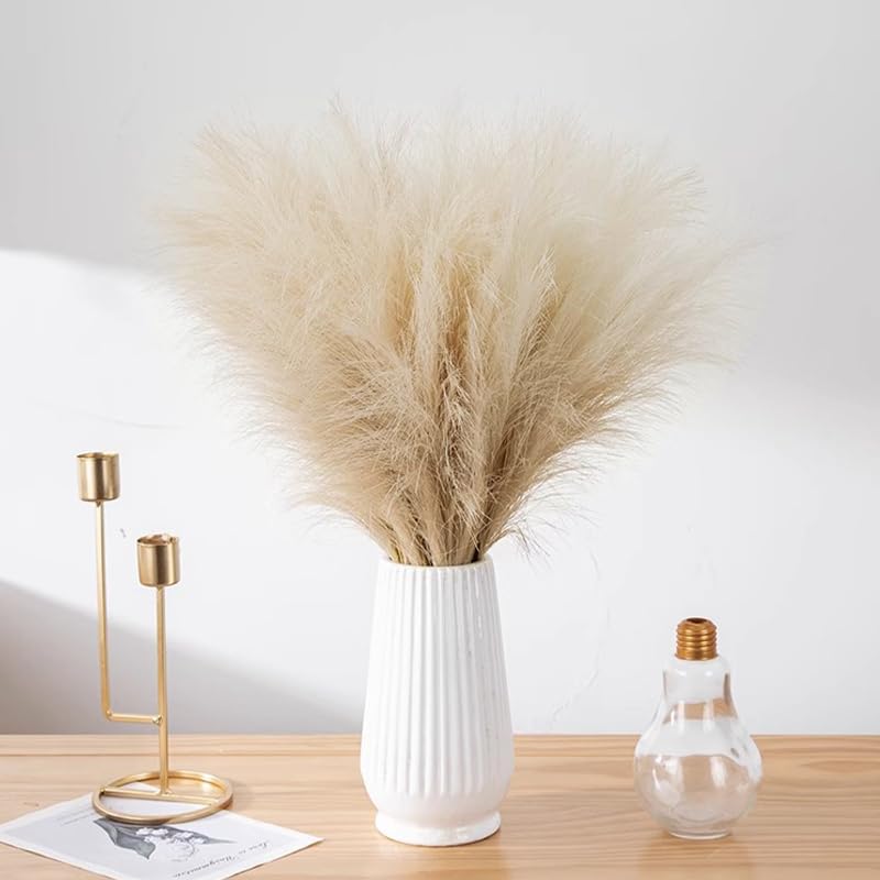 Pampas Grass Large 10pcs Reed Pampas Grass Simulation Fluffy Decor miniatura 4