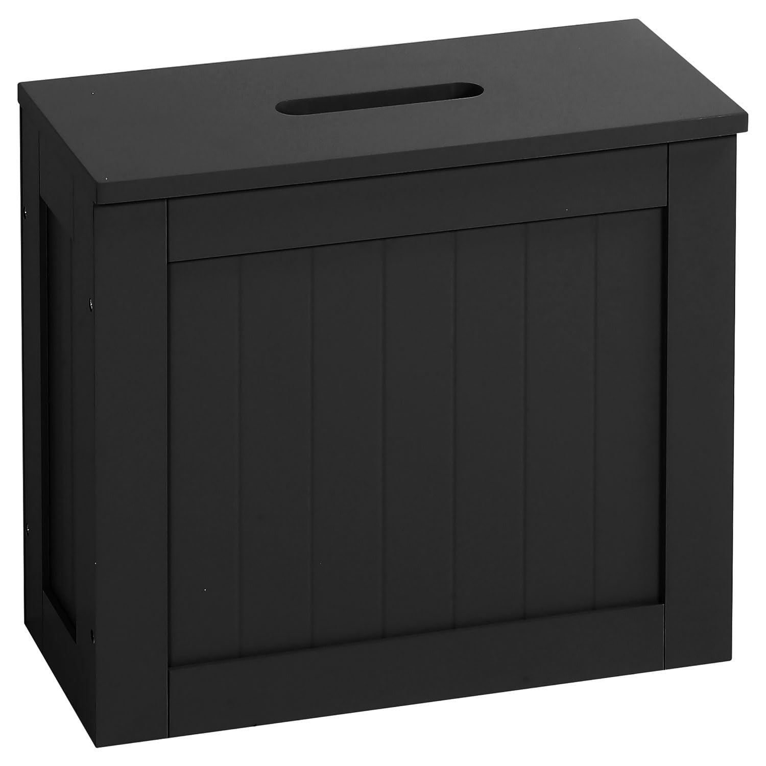 Taylor & Brown Multi-Purpose Wooden Bathroom Storage Unit, Laundry Hamper Toilet Cleaning Tidy Box Unit Cupboard (Black)