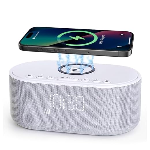 Sound Machine Alarm Clock Wireless Charger: Bluetooth 10W Stereo Sound Speaker Bedroom - White Noise Machine for Sleeping with 21 Soothing Sounds