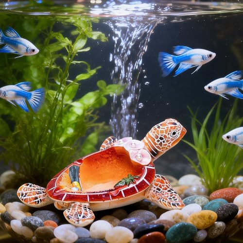 PepFurSt Sea Turtle Figurines-Fish Tank Decorations- Turtle Tank Decorations- Aquarium Decor - Decorative Tray for Holding Small Items (Orange)