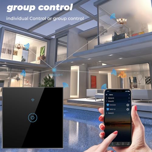 Smart Light Switch, 1 Gang WiFi Smart Wall Light Touch Switch Works with Amazon Echo and Google Home, APP Remote Control, Timing Function, Universal for Neutral Live Wire+ Single Live Wire - Image 3