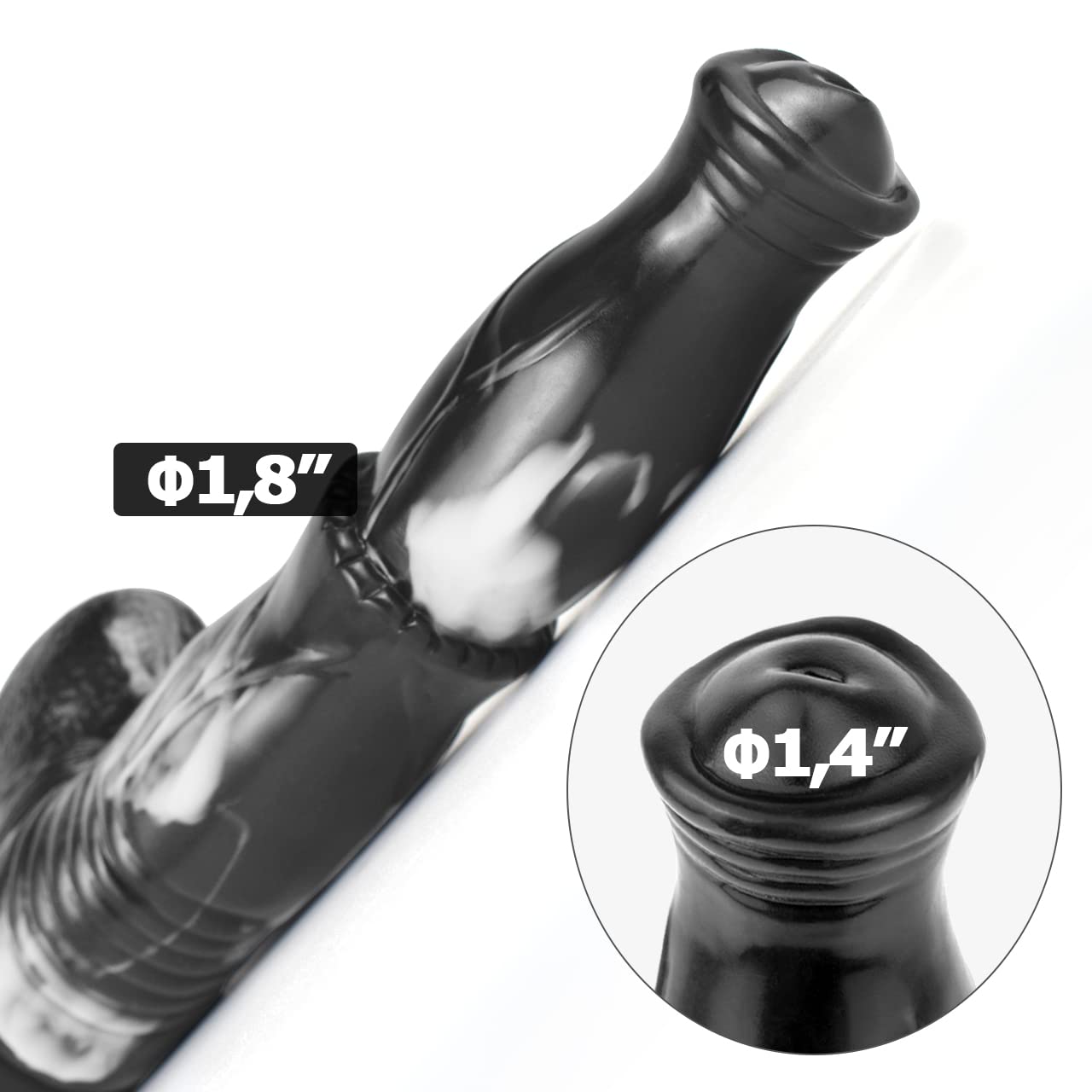 Gode ​​mythologique YOCY, Réplique de pénis moyen insérable de 7,7 '', fantasmée jouets sexuels anaux pour la masturbation (Noir et blanc)