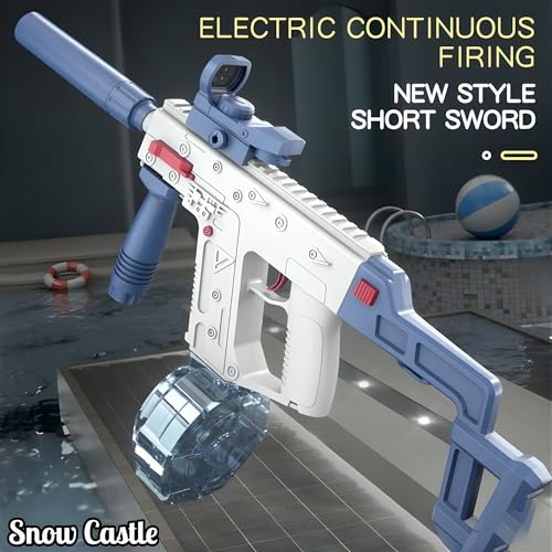 Image of Crackles Rechargeable Electric Automatic Water Blaster Spray Pichkari Gun for Adults & Children with Double Water Tank, Holi Water Gun Large Range 7-10 M, Summer Beach Outdoor Swimming Pool Party