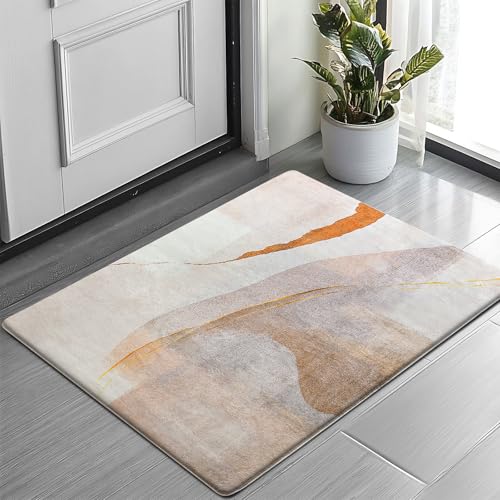 Cinknots Alfombras para Salon, Alfombra Abstracta Moderna Pelo Suave Comedor Dormitorio Decoración del Hogar Alfombra Antideslizante (80 x 120 cm, Marrón/Dorado)