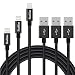 Huafulian Petrel S20 Nylon Braided Lightning to USB Cable for iPhone 7/7 Plus/6S/6S Plus/Se/5S/5/iPad/iPod Nano 7 and More - Black - 3 Piece