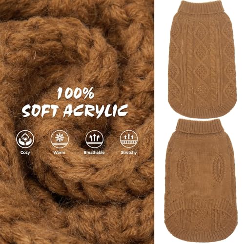 Image of BINGPET Dog Sweater for Medium Dogs, Turtleneck Knitted Clothes