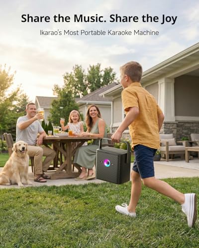 Image of Ikarao Karaoke Machine for Adults, with Lyrics Display Screen, WiFi for YouTube & Karaoke Apps, HDMI to TV, 2 Wireless Microphones, Portable Autotune EQ Karaoke Speaker for Family Home Party Camping