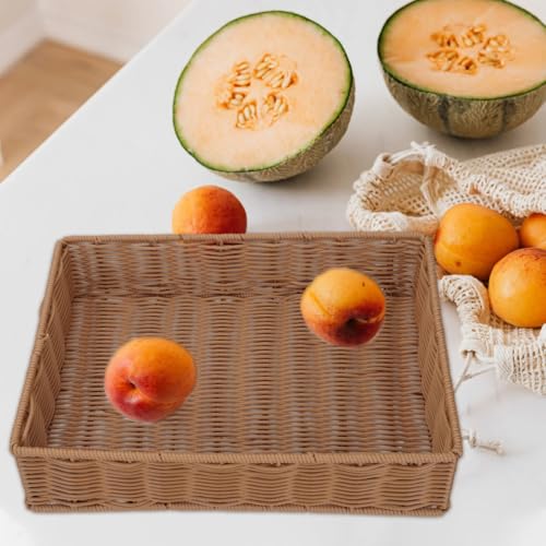 Cesta de exhibición de pan Alipis rectangular marrón de plástico y hierro para snacks 7