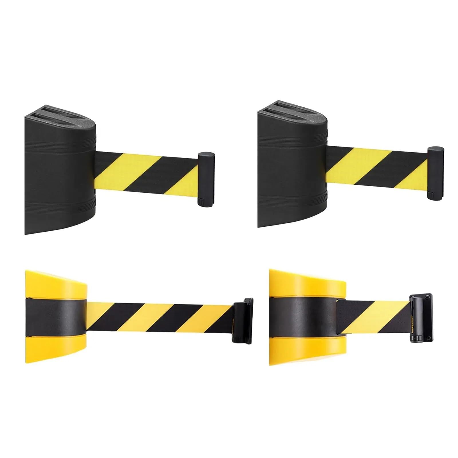 Cinta Balizamiento Montado En Pared Barrera de cinta retráctil montaje en pared fija Barricadas control multitudes Cinta aislamiento para Aeropuertos(Black,2meters)