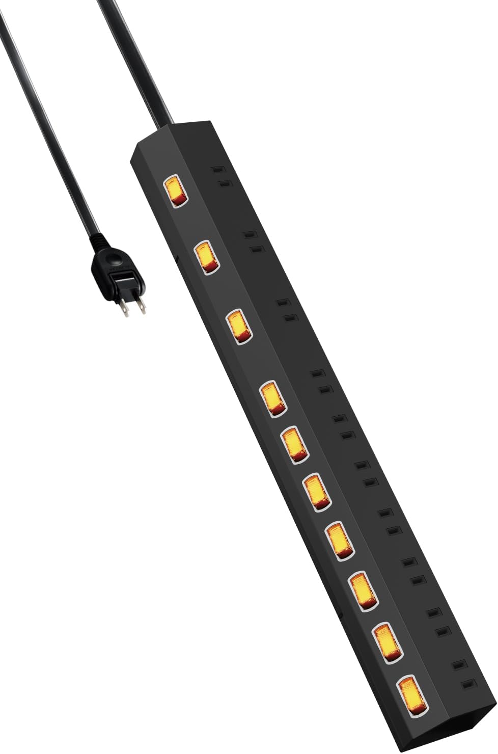エレコム 電源タップ 雷ガード 10個口 個別スイッチ ホコリ防止シャッター付き スイングプラグ 2.5m ブラック ECT-1625BK