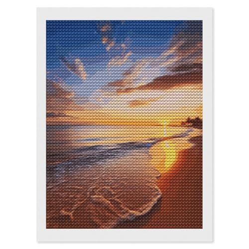 Kit broderie diamant de plage et paysage tropical loisir créatif adulte