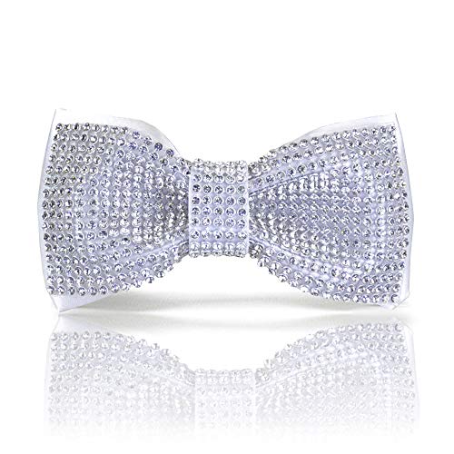 White bow tie, 2 layers Crystal bow tie, Rhinestones bow tie, Silver bow tie, White rhinestones bow tie, white bow tie for men, Dream Up Idea